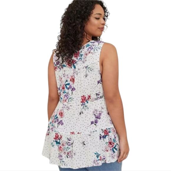 TORRID floral Polka Dot Tiered Peasant Baby Doll Tank Top Plus size 4 4X New!!! - Picture 3 of 14